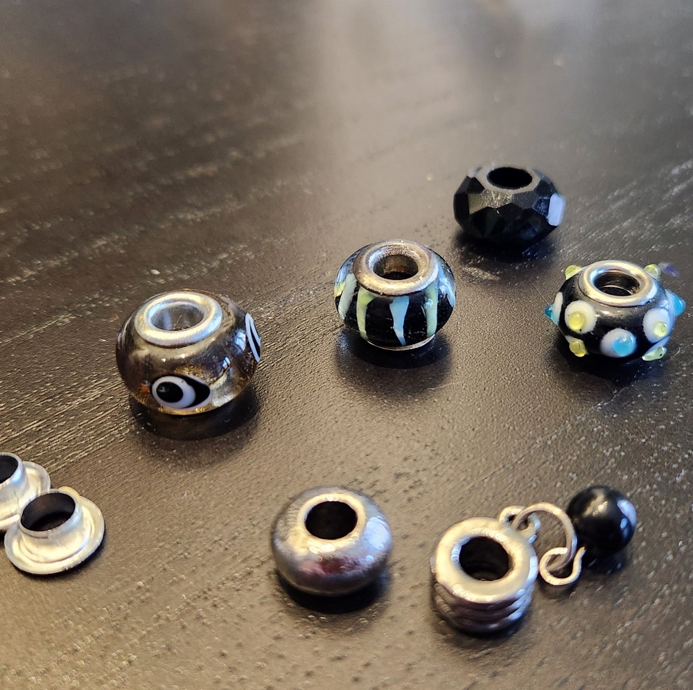 Kids Black Glass Bead Charm - Decorative Jewelry Accent